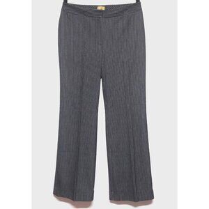 Caslon Pants NWOT Womens 8 Gray Pinstripe Wide Leg Cuffed hem stretch flat front